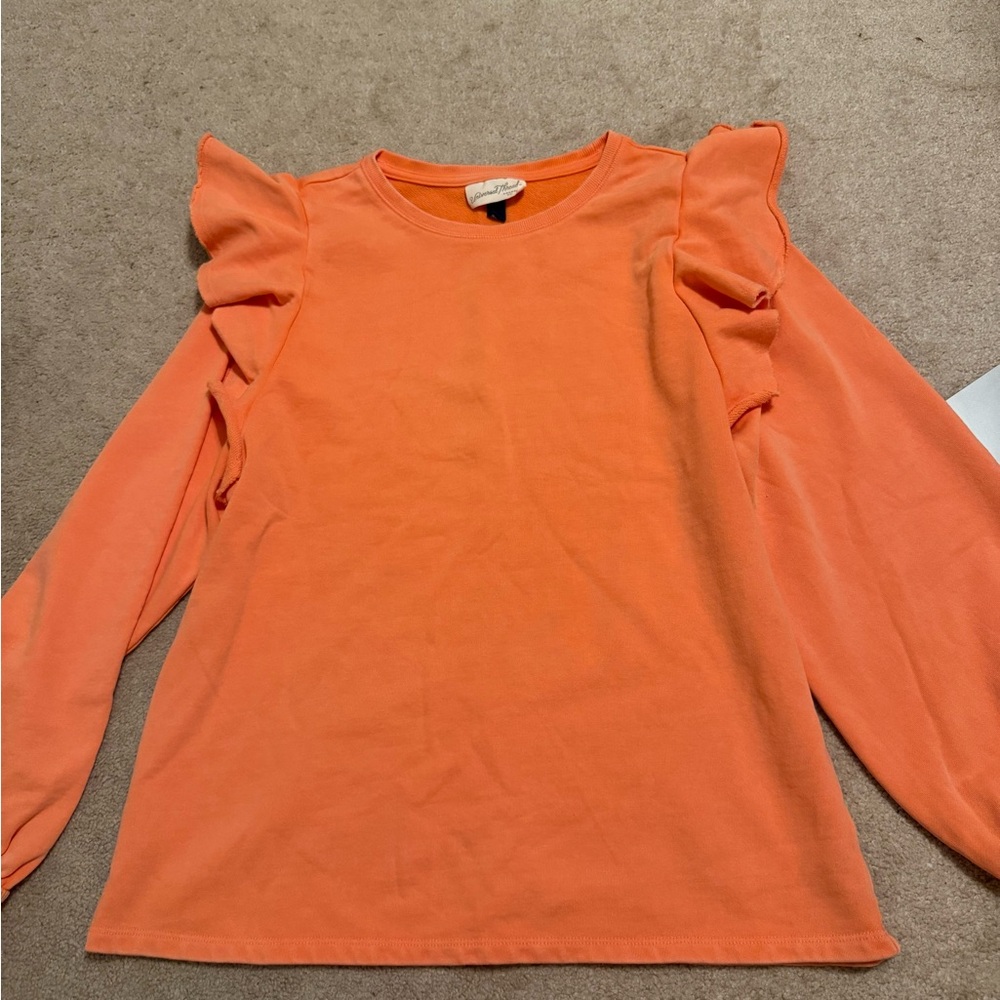 Orange Ruffle Sleeve Top